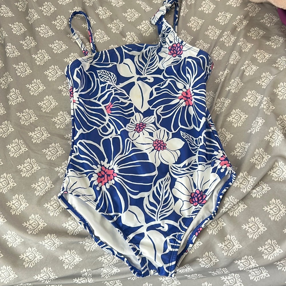gymboree girls 10-12 one piece blue swimsuit